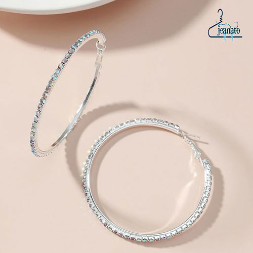 سفید--مارپبچ گوشواره حلقهای برجسته بزرگ زنانه I AM نقرهای براق ضدحساسیت