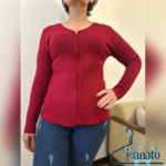 ژاکت بافت زنانه قرمز LIZ JORDAN مدل تمام‌زیپ – گرم، شیک و پرفروش پاییز و زمستان