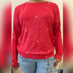 بلوز زنانه قرمز طرح قلب بوفالو – فری‌سایز نرم و لطیف، مناسب چهار فصل | وارداتی اصل از ویتنام