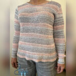 شومیز بافت رنگی زیگزاگی جین وست یقه گرد مدل ۱۴۰۴