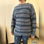 شومیز بافت راه راه وارداتی اورسایز در تن مدل واقعی مشتریان جیناتو