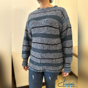 شومیز بافت راه راه اورسایز وارداتی در تن مدل واقعی مشتریان جیناتو