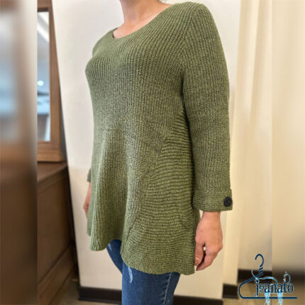 بافت پاییزه و زمستانه بافت پیراهن‌مانند سبز کلاسیک زنانه