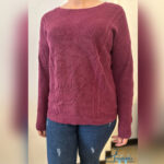 بلوز بافت ارغوانی Banana Republic اصل اروپایی یقه گرد طرح گندمی