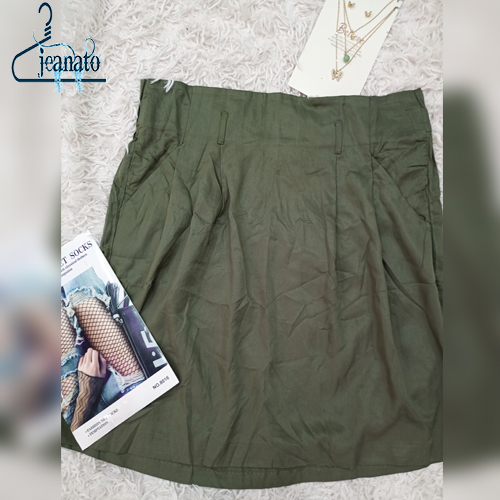 دامن کوتاه سبز لجنی وارداتی